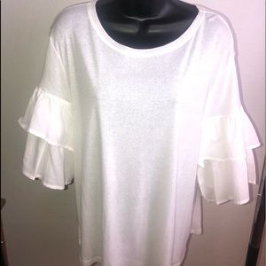 H & M T-Shirt W/ Ruffled Sleeves